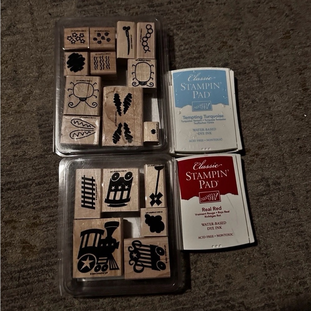 Stampin’ Up! Vintage 2002 Bugs Set & Little Engine Set Stamps Plus Ink - Picture 1 of 4